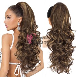 Extensie de par coada ondulata cu cleste 60 cm Saten Mediu cu suvite Blonde Cod 7151A-617H22